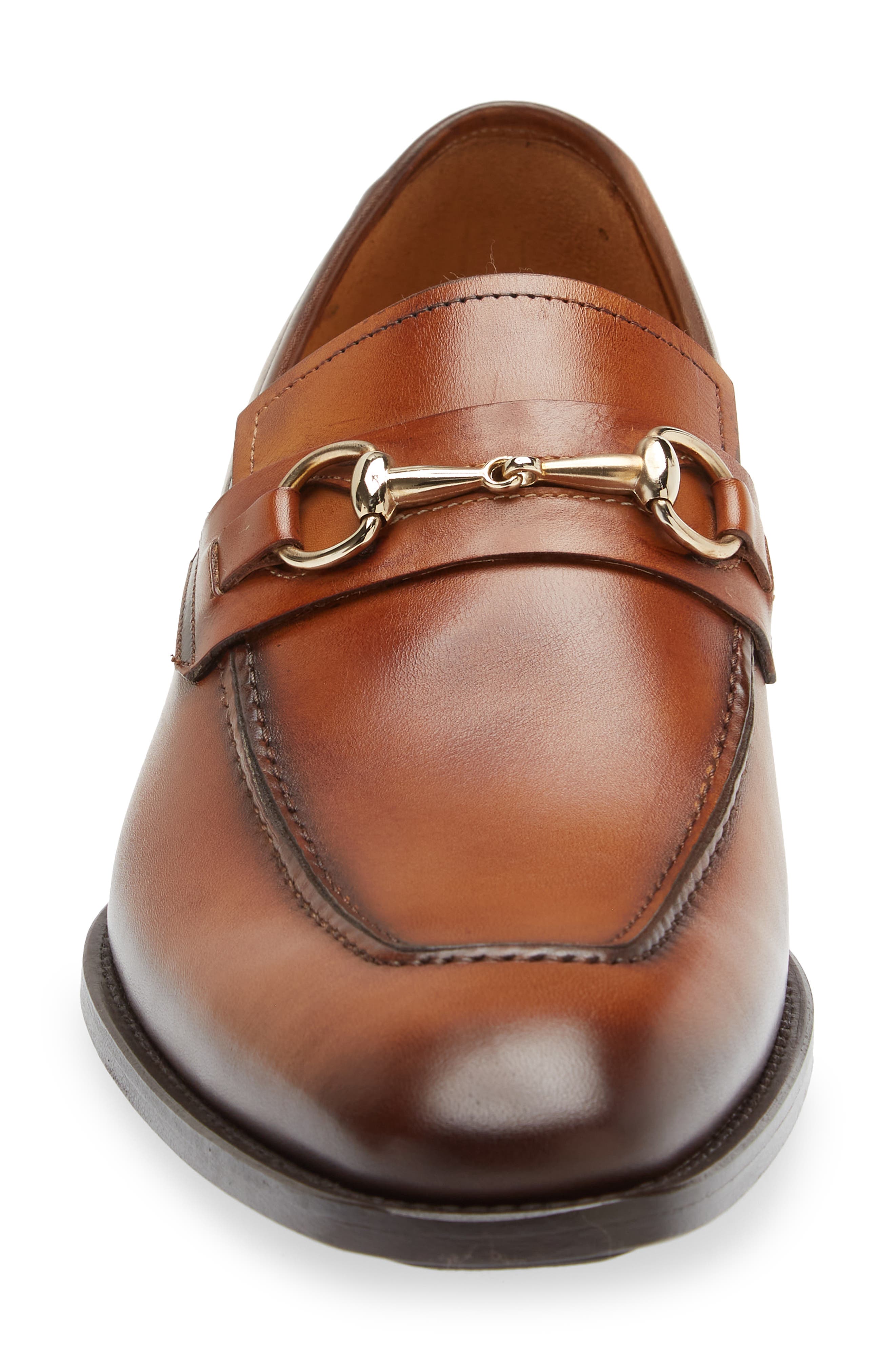 Bit Ornament Leather Loafer, Alternate, color, COGNAC