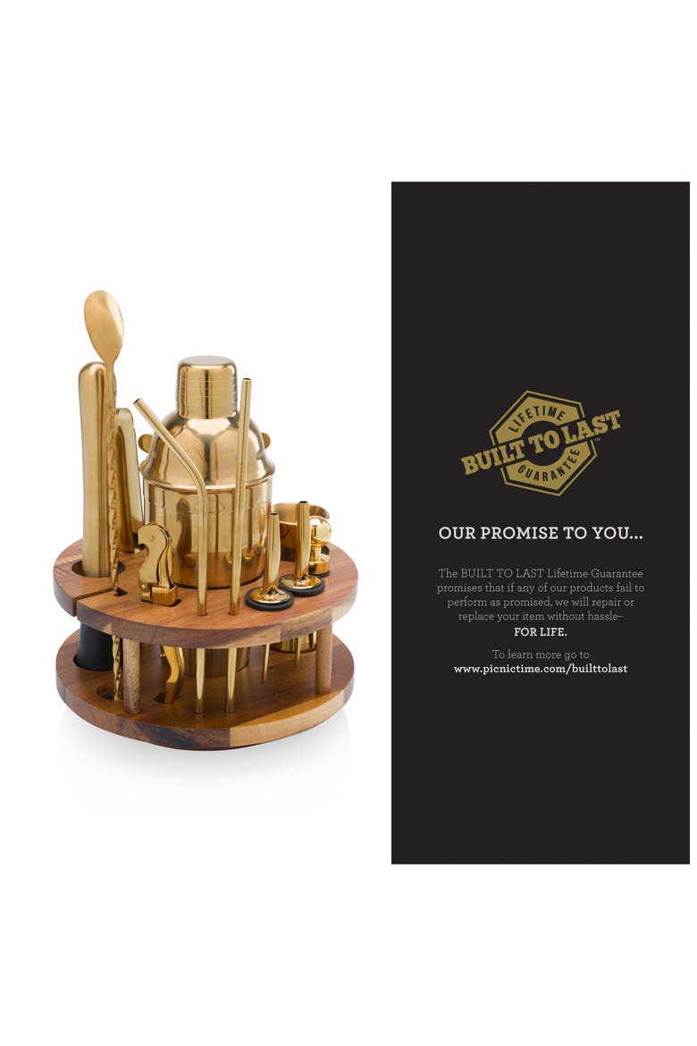 13-Piece Lazy Susan Carousel Bar Tool Set, Alternate, color, BROWN