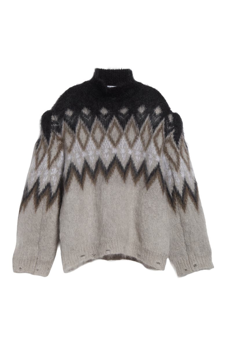 Kissick Fair Isle Padded Mohair & Wool Blend Turtleneck Sweater, Alternate, color, MULTI GREY