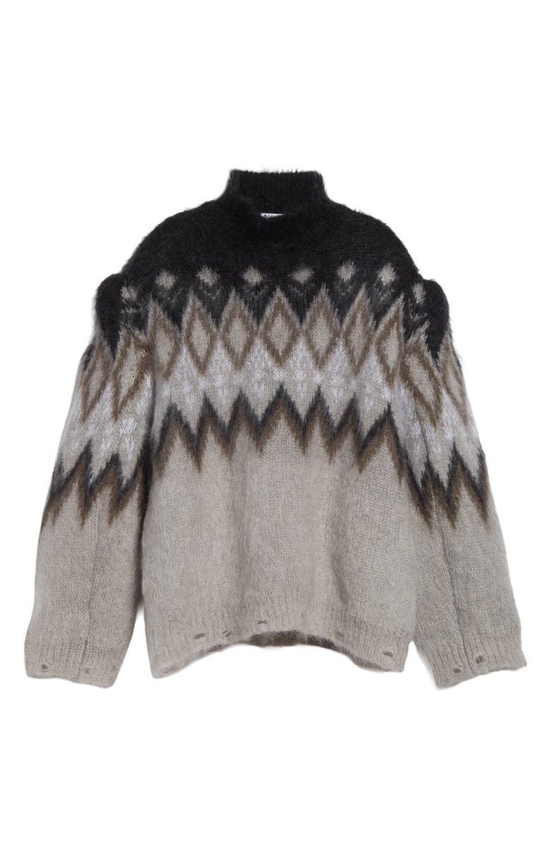 Acne Studios Kissick Fair Isle Padded Mohair & Wool Blend Turtleneck Sweater, Alternate, color, Multi Grey