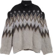 Acne Studios Kissick Fair Isle Padded Mohair & Wool Blend Turtleneck Sweater