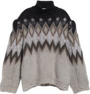 Acne Studios Kissick Fair Isle Padded Mohair & Wool Blend Turtleneck Sweater