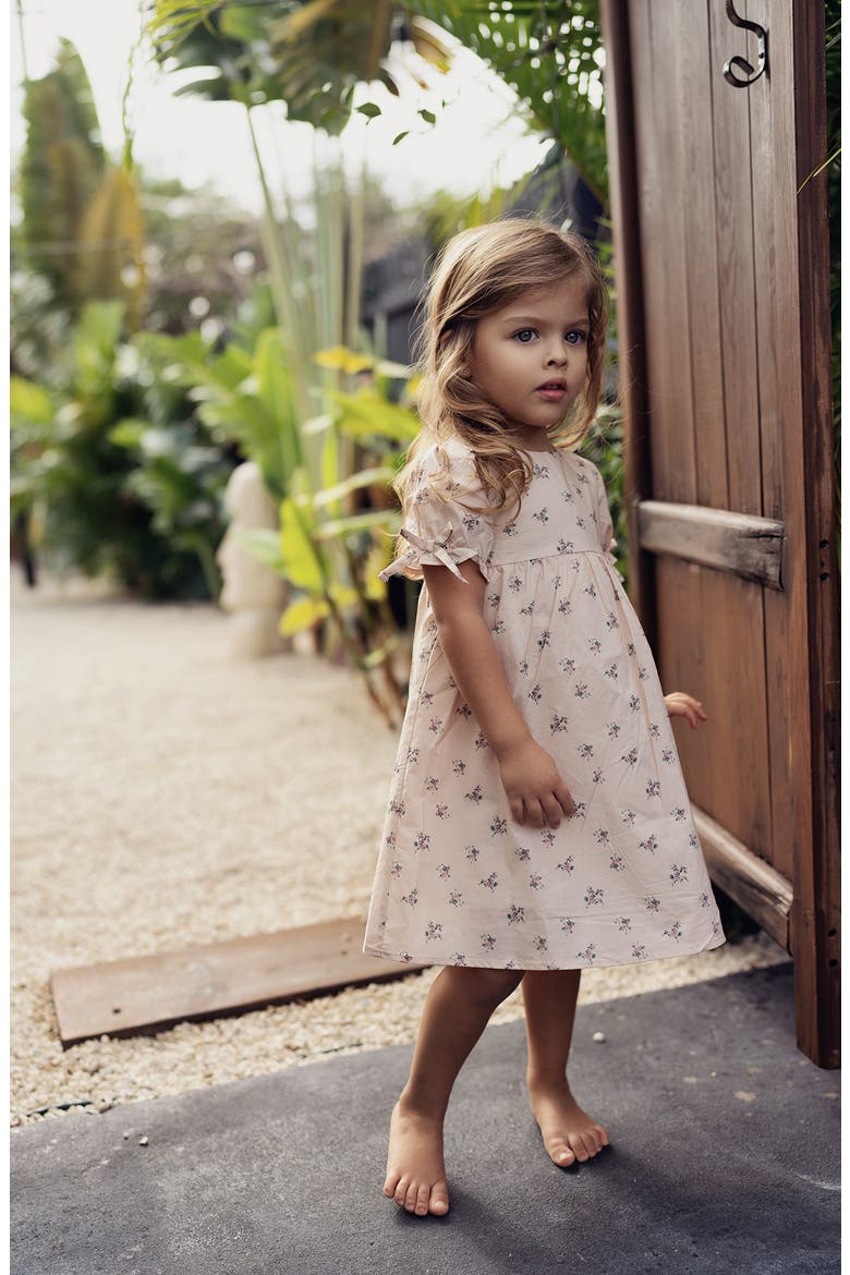 Kids' Rose Print Dress, Alternate, color, PINK SAND
