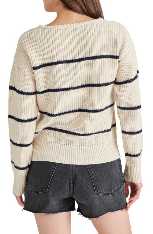 Steve Madden Kaitlyn Stripe V-neck Sweater In White