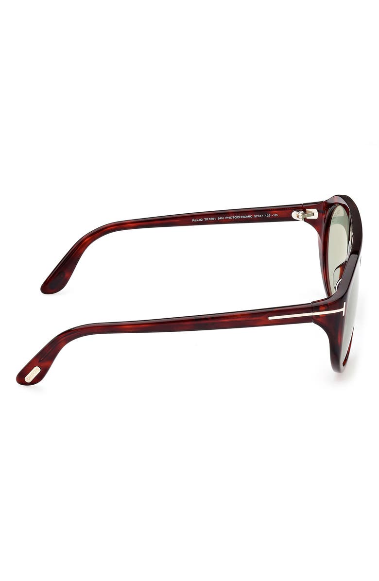 TOM FORD Rex-02 57mm Aviator Sunglasses, Alternate, color, Red Havana / Green
