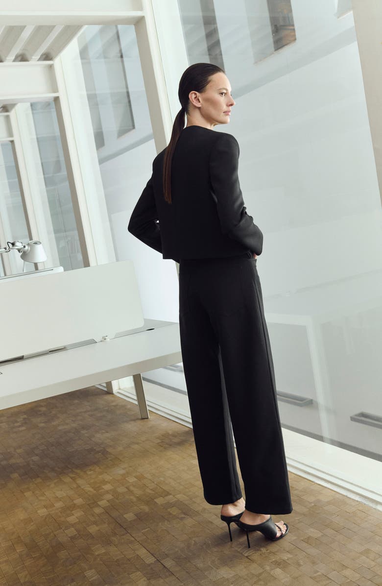 MANGO Americana Louis Collarless Jacket, Alternate, color, Black