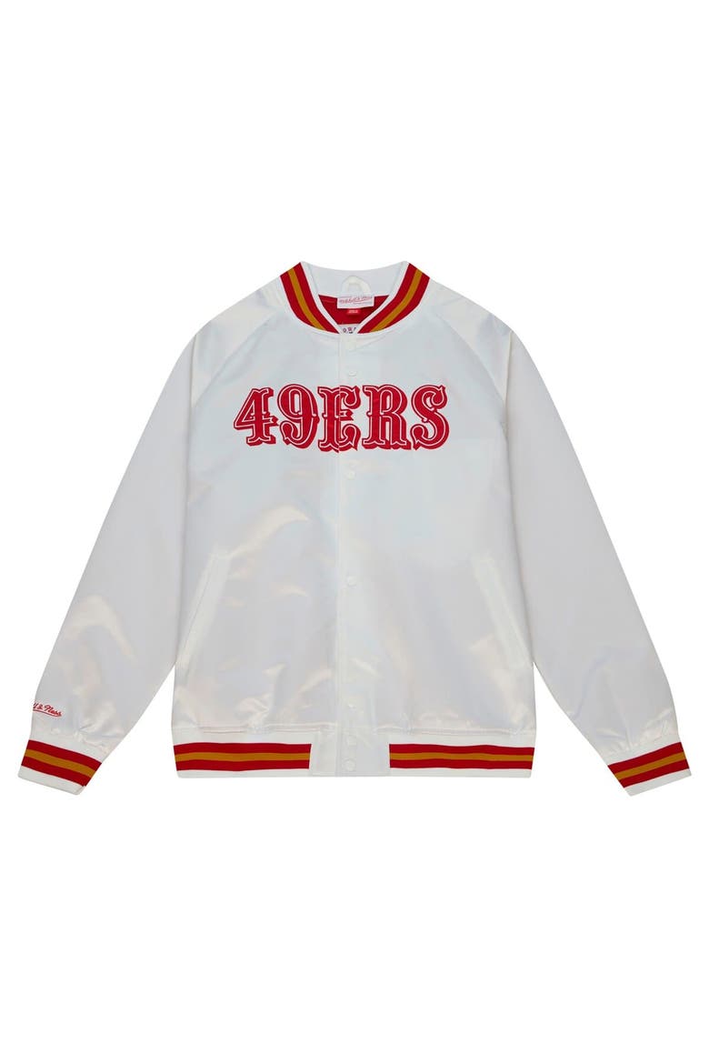 Men's Mitchell & Ness White San Francisco 49ers Vintage Logo Satin Full-Snap Jacket, Alternate, color, White