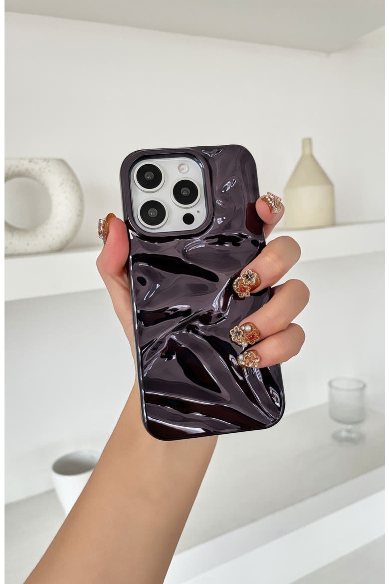 Black Crinkle iPhone 15 Pro Max Case, Alternate, color, BLACK
