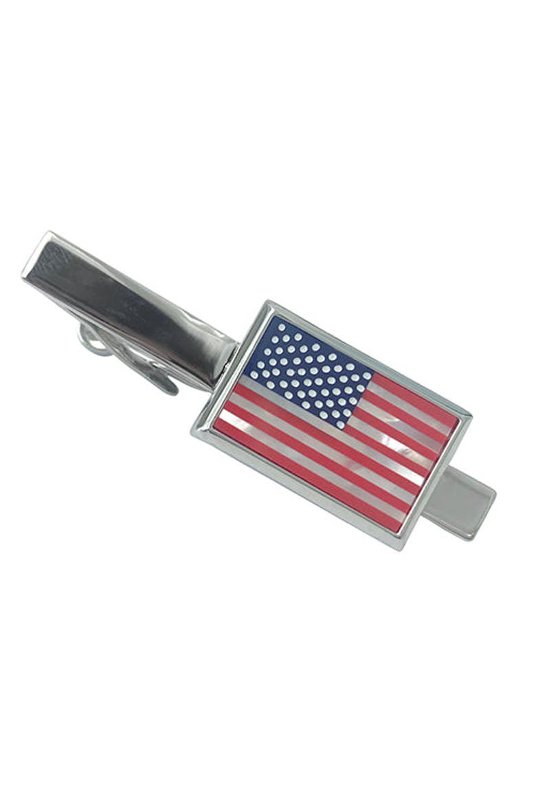 American Flag Mother of Pearl Tie Bar, Main, color, Red, Blue, White