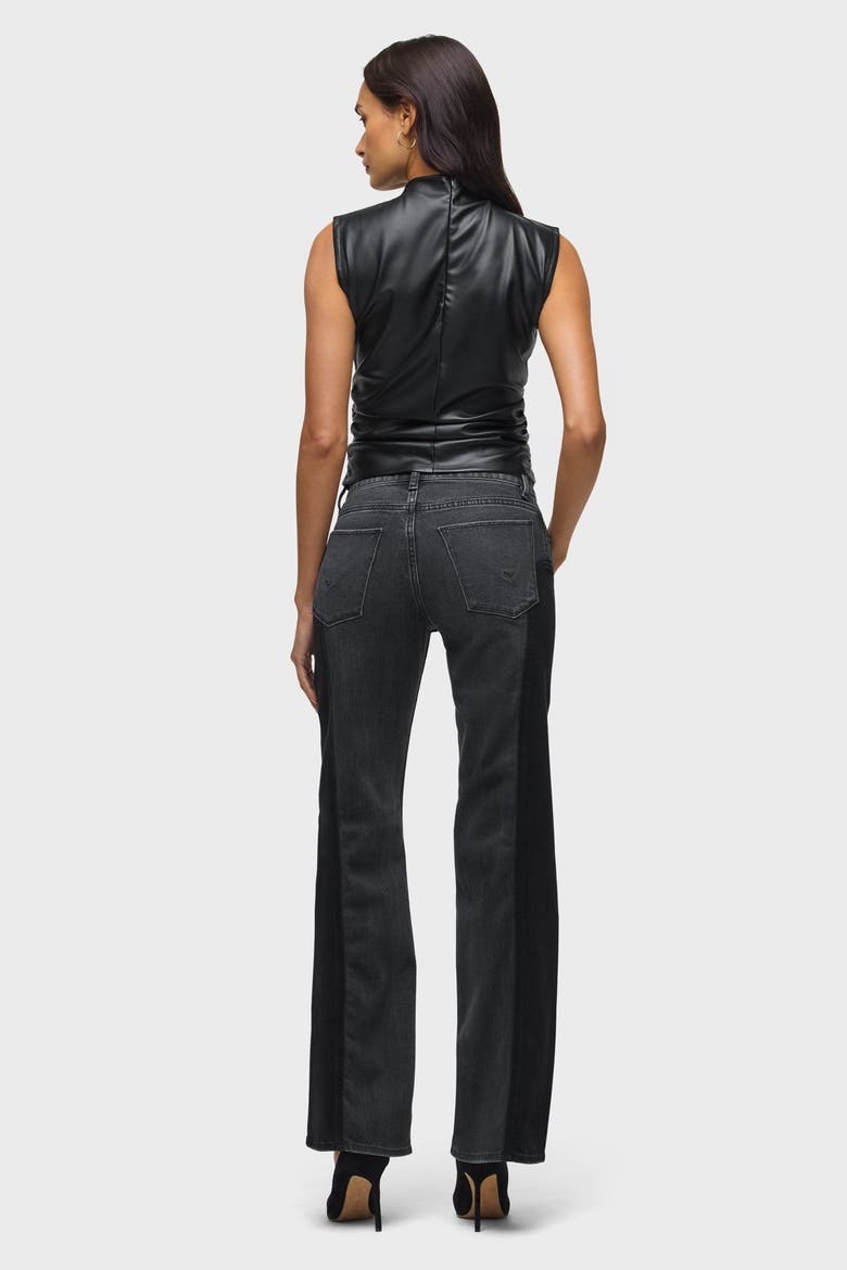 VEGAN LEATHER TOP W/ SIDE, Alternate, color, BLACK