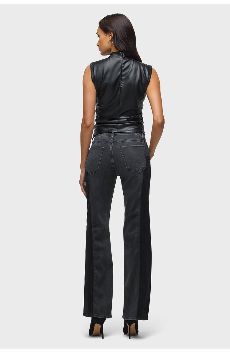 Hudson Jeans Vegan Leather Top W/ Side Seam Ruching, Alternate, color, Black
