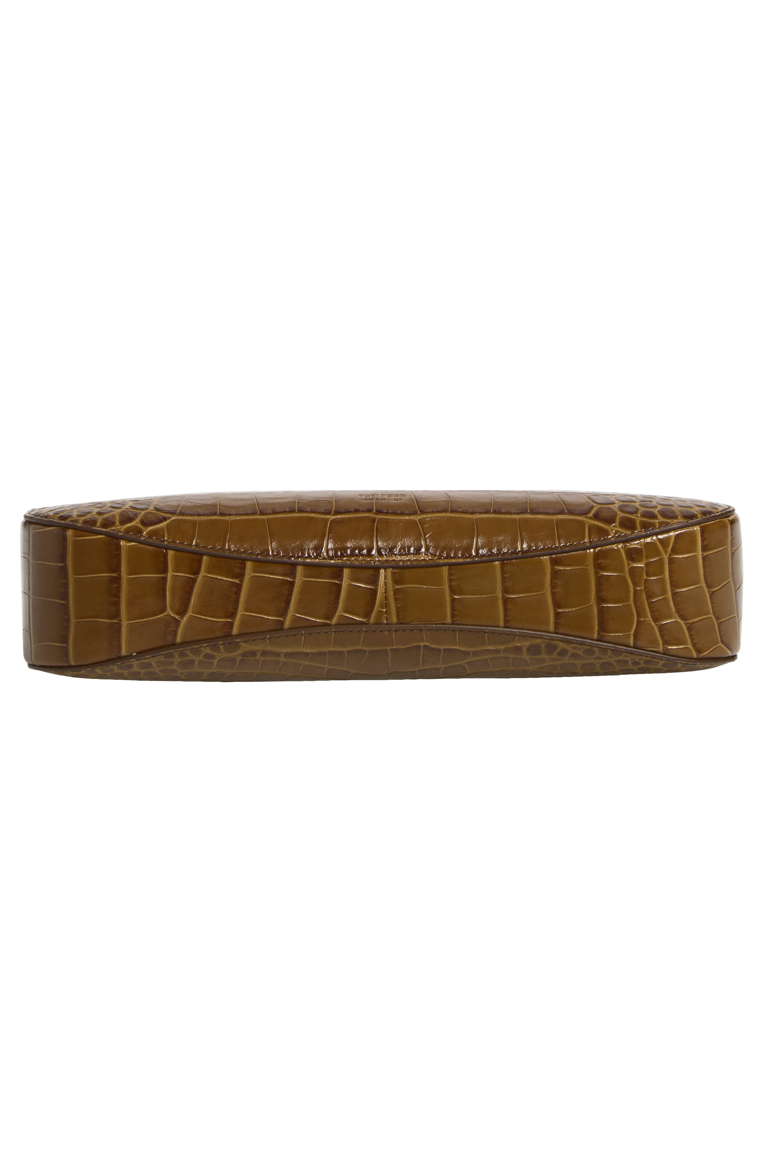 Small Arc Croc Embossed Leather Shoulder Bag, Alternate, color, CINNAMON