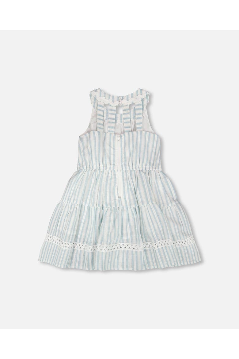 Multi-Tiered Sleeveless Stripes Dress, Alternate, color, White and Blue Stripes