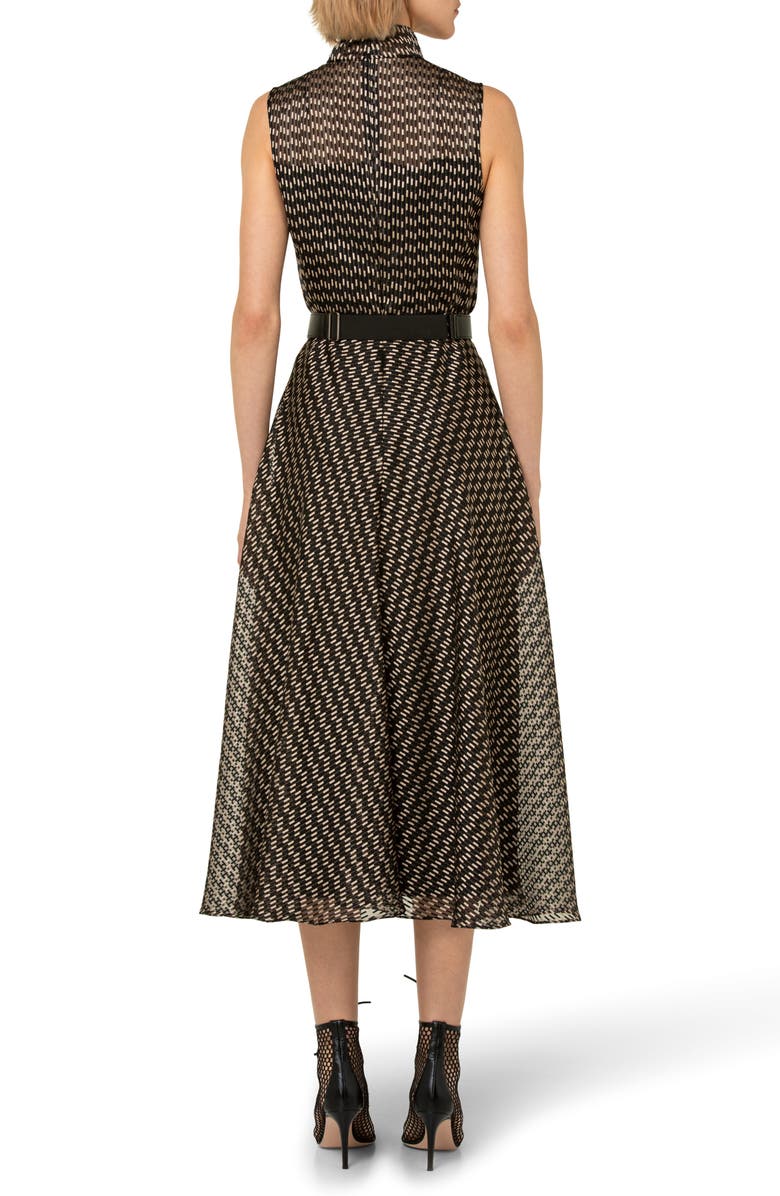 Akris Belted Silk Blend Organza Midi Dress, Alternate, color, 