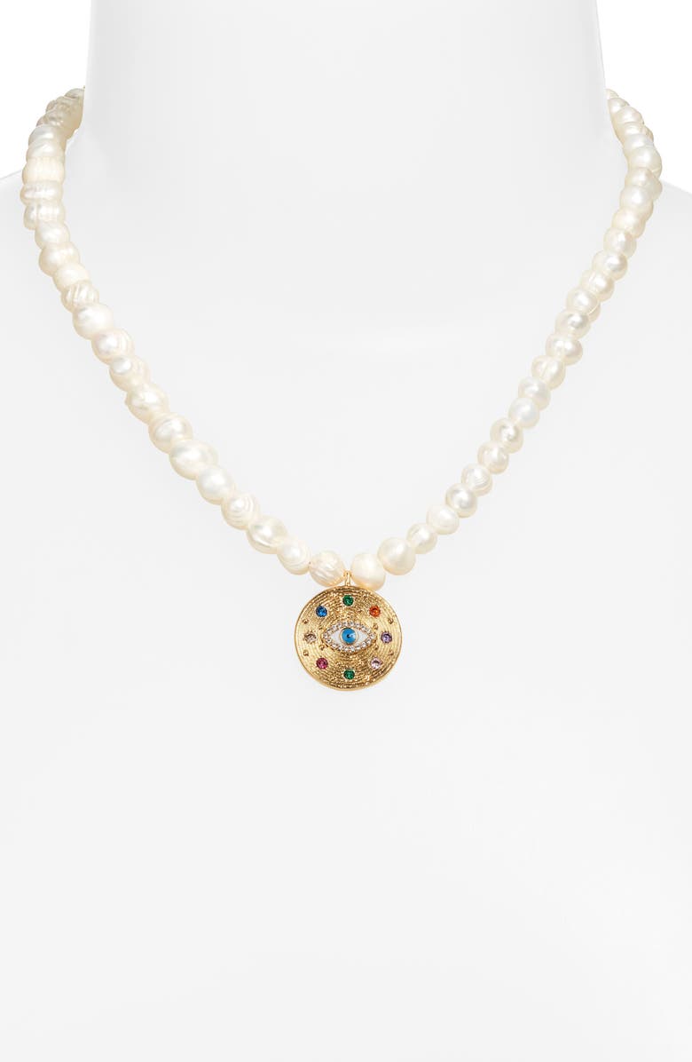 VIDAKUSH Eyes on Me Imitation Pearl Necklace, Alternate, color, Pearl/ Gold