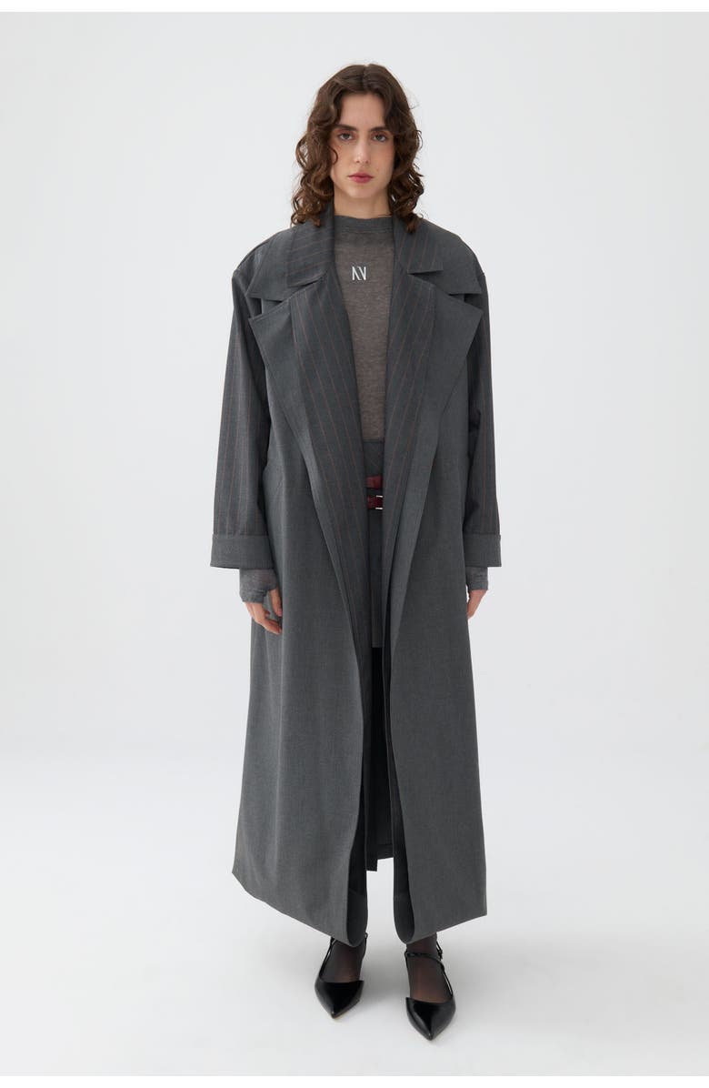 Nocturne Striped Double Breasted Trench Coat, Main, color, 