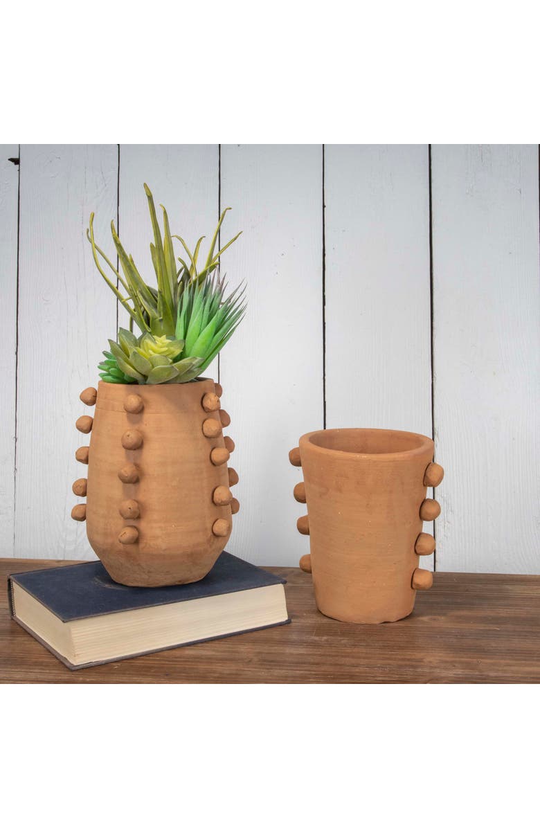 Foreside Home and Garden Natural Terracotta Beaded Decorative Vase, Alternate, color, Red