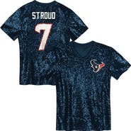 Outerstuff Girls Youth C.J. Stroud Navy Houston Texans Sequin V-Neck Fashion Jersey