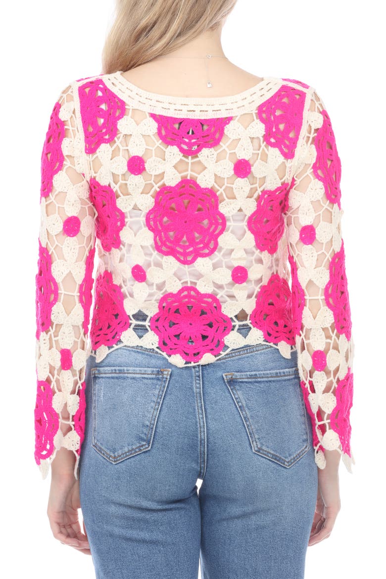 Cutout Openwork Sweater, Alternate, color, FUCHSIA
