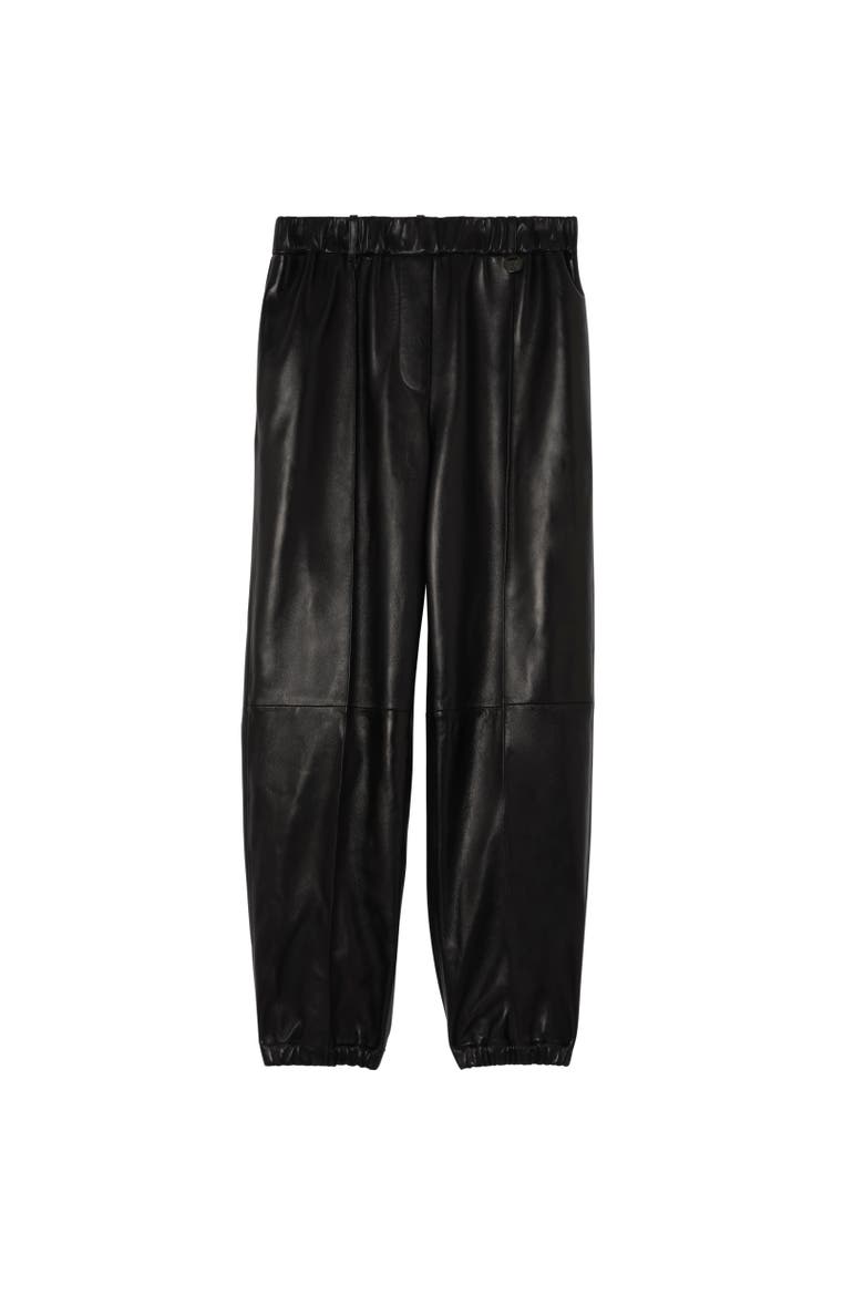 Leather Jogging Pants, Alternate, color, Black