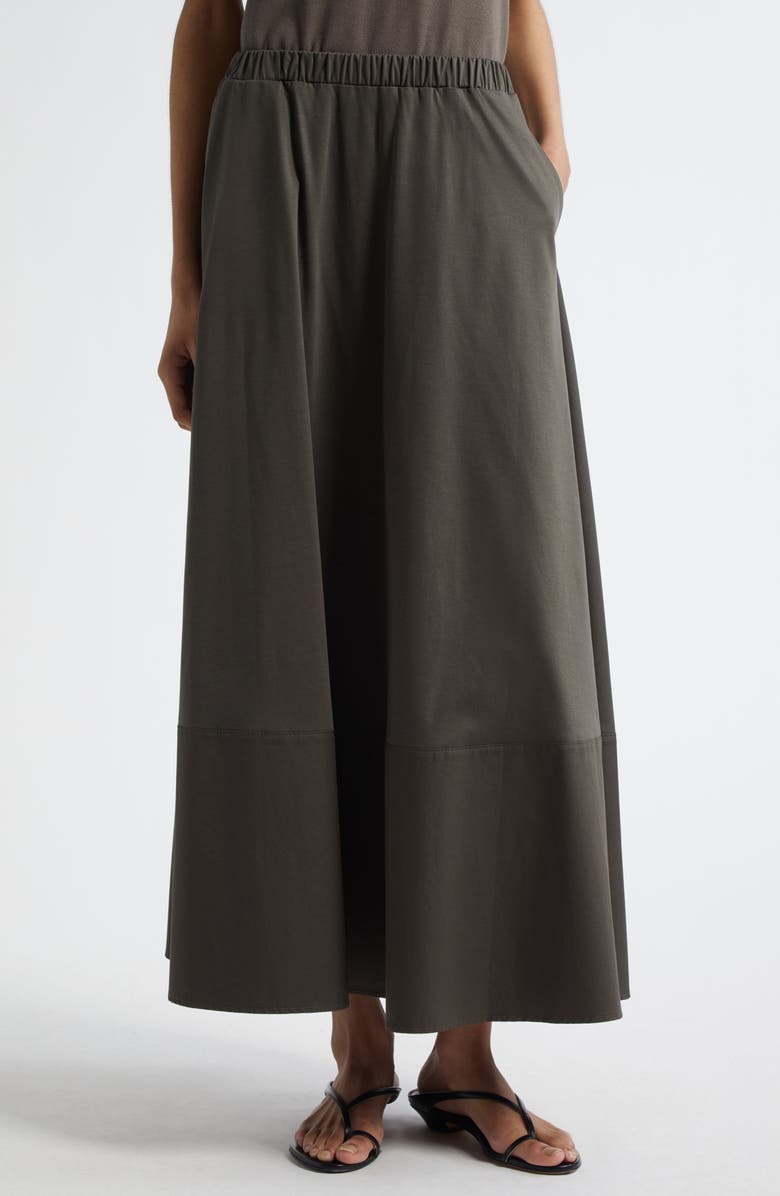 MM by Max Mara Roal Modal & Cotton Maxi Skirt, Main, color, Dark Green