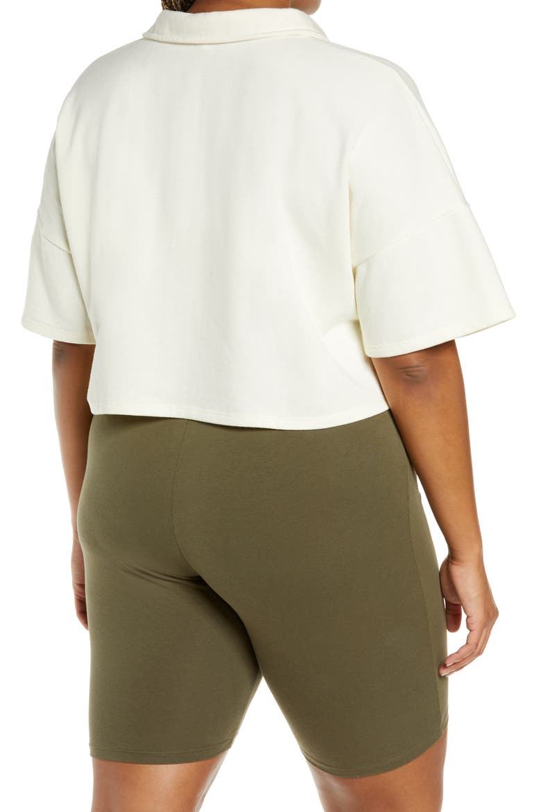French Terry Crop Polo, Alternate, color, IVORY