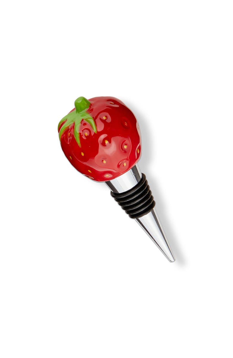 tag Strawberry Bottle Stopper Red Multi Earthenware Summer, Main, color, Red
