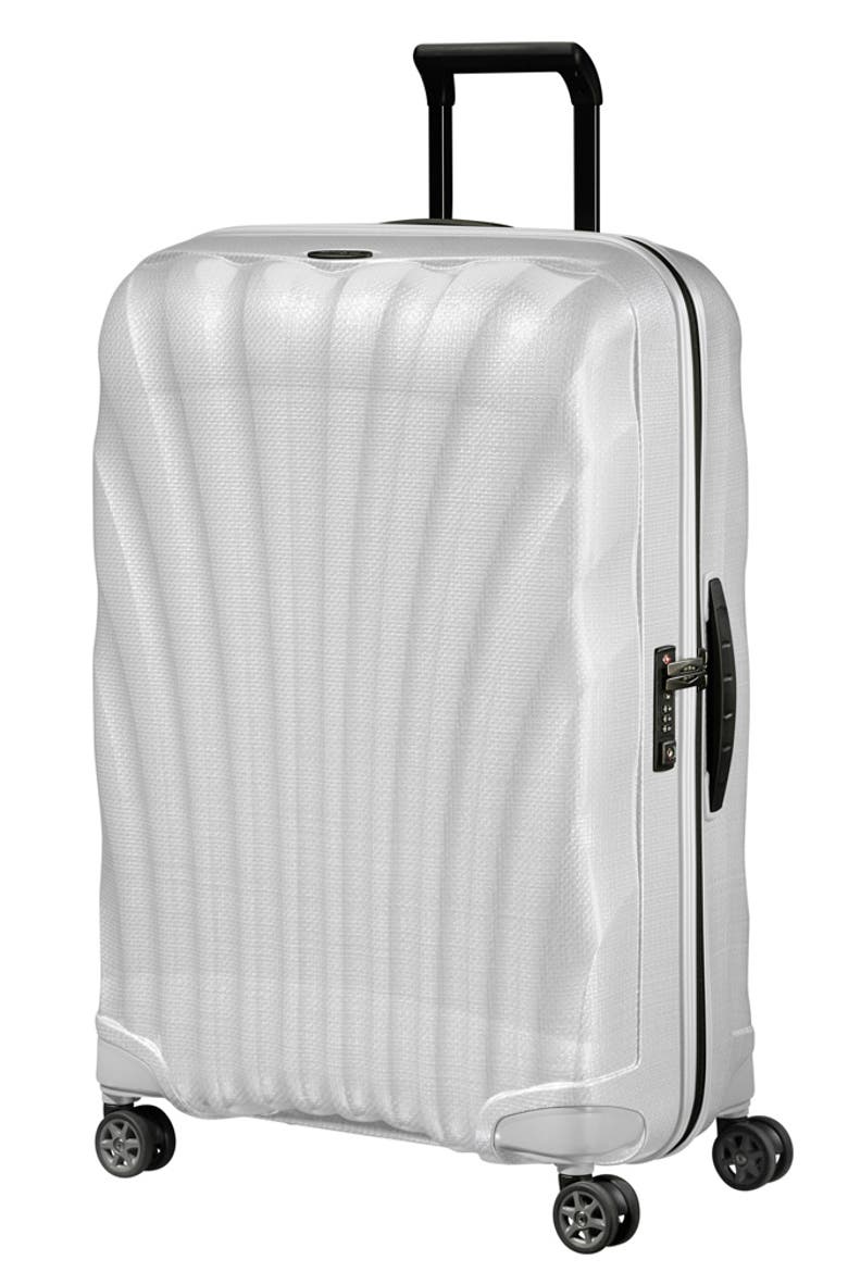 C-LITE Hardside 28" Large Checked Spinner Luggage, Main, color, Off White