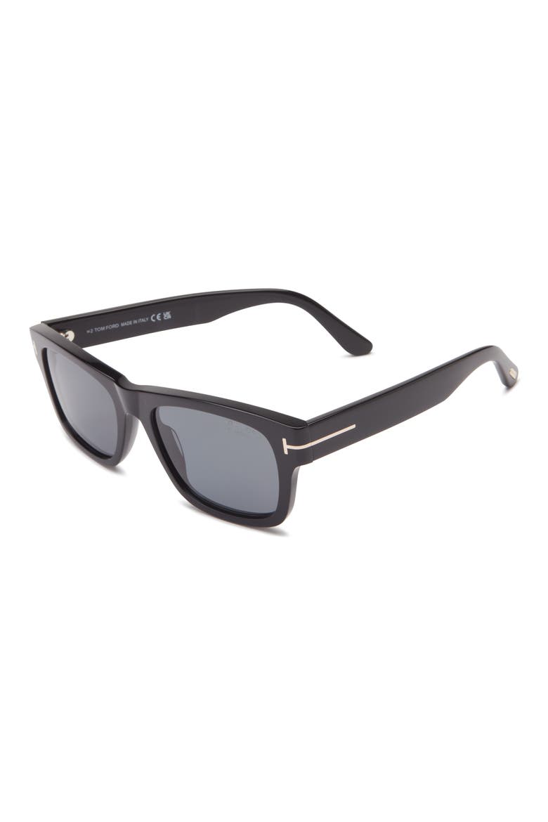 Smith-02 55mm Polarized Rectangular Sunglasses, Alternate, color, BLACK / POLARIZED SMOKE LENS