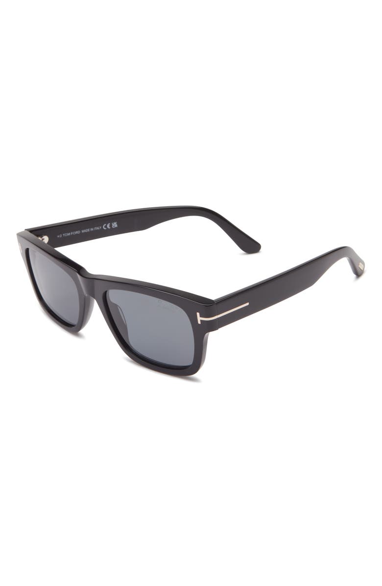 TOM FORD Smith-02 55mm Polarized Rectangular Sunglasses, Alternate, color, Black / Polarized Smoke Lens