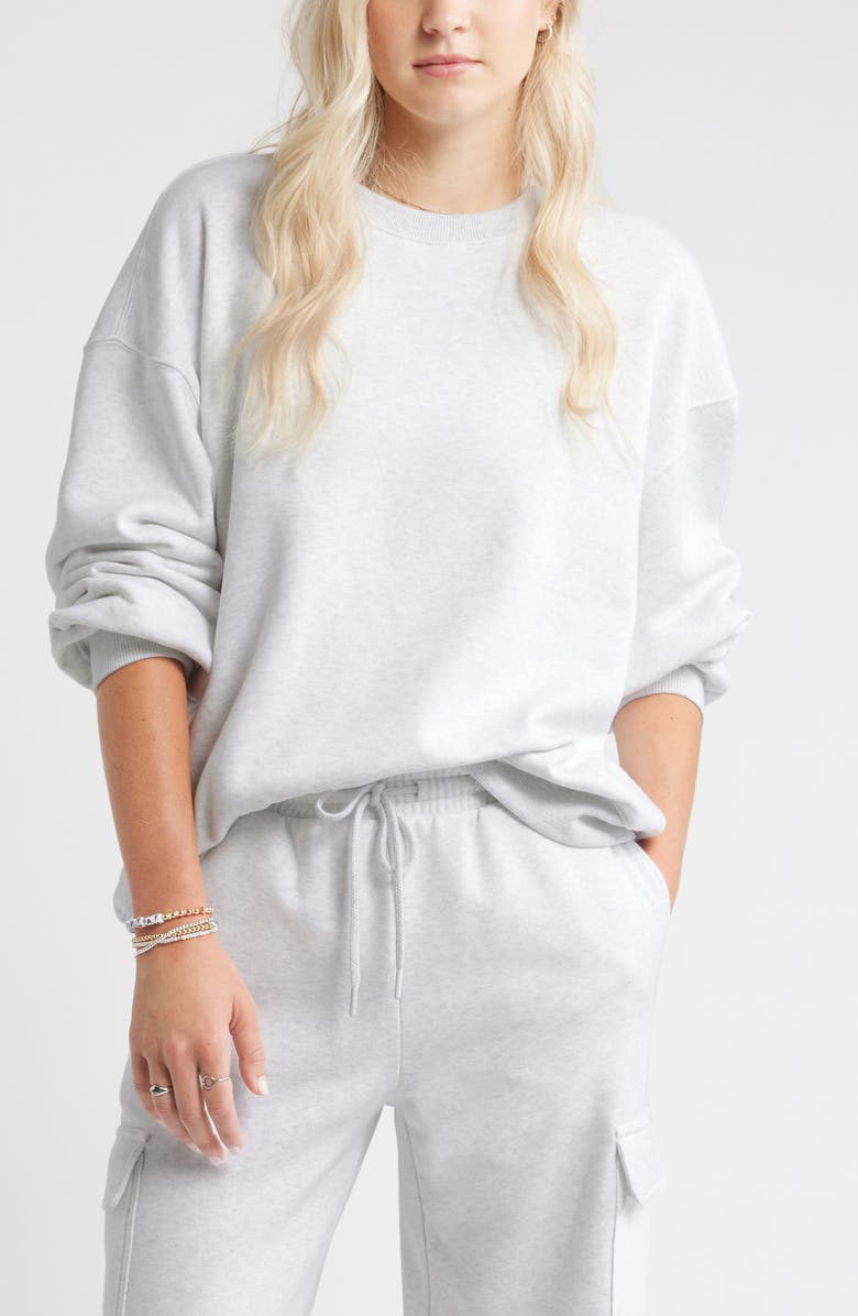 BP. Relaxed Cotton Blend Sweatshirt, Main, color, Grey Fog Heather