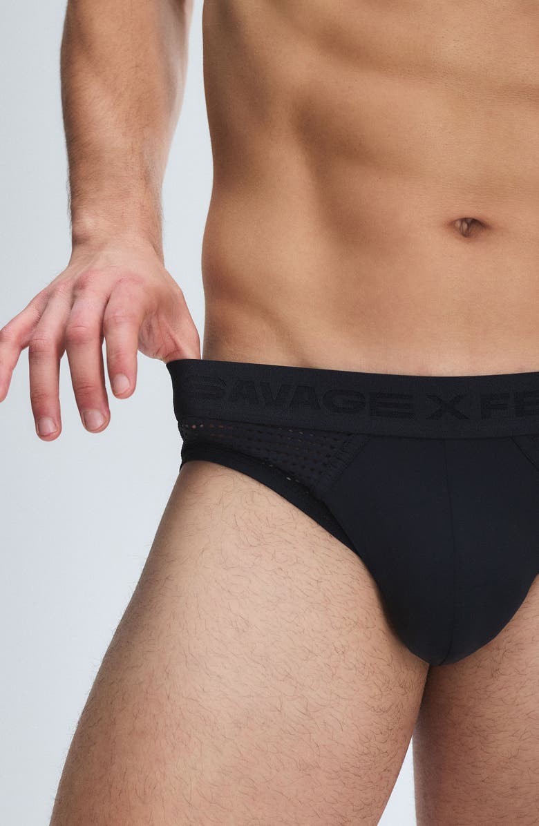 SAVAGE X FENTY Shadow Fit Mesh Briefs, Alternate, color, Black Caviar