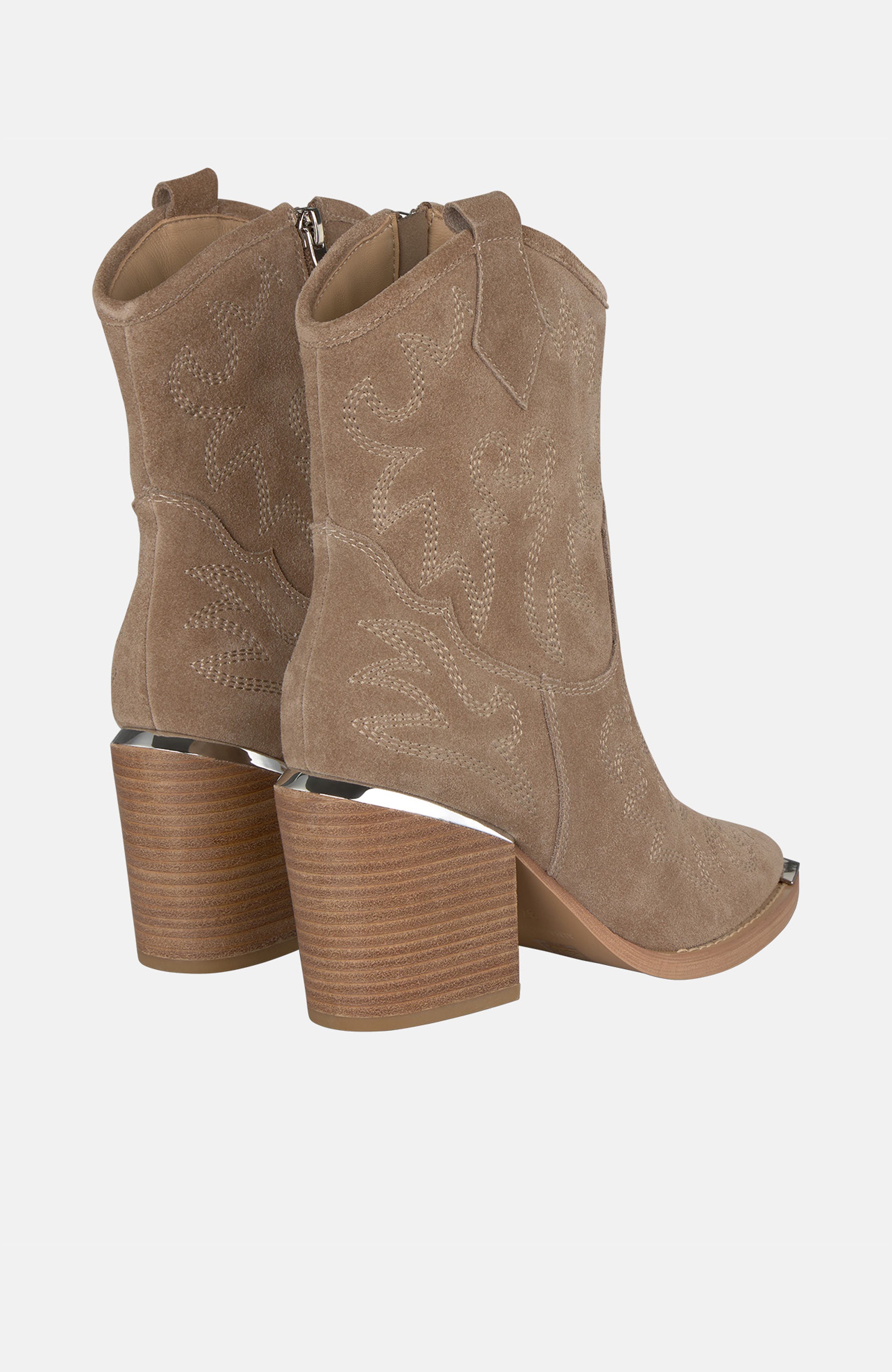 Embroidered Heeled Ankle Boots, Alternate, color, Vison