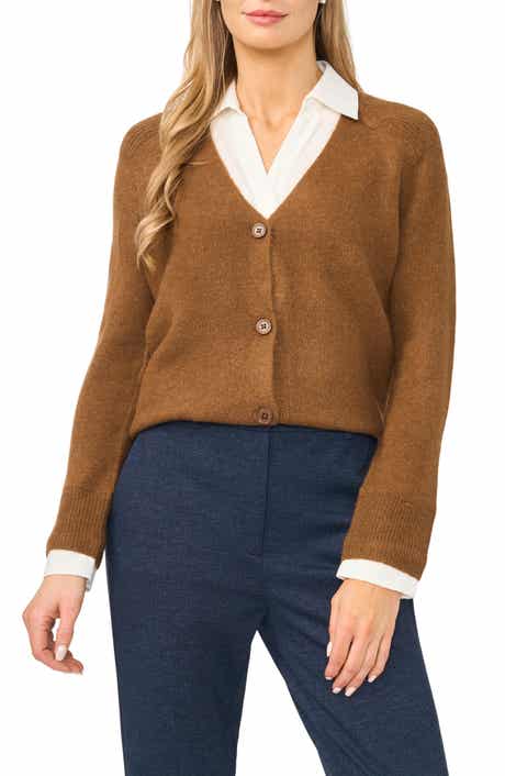Mixed Media Twofer V-Neck Cardigan