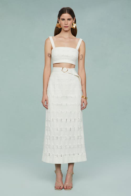 Amur Jay Textured Twill Midi Skirt