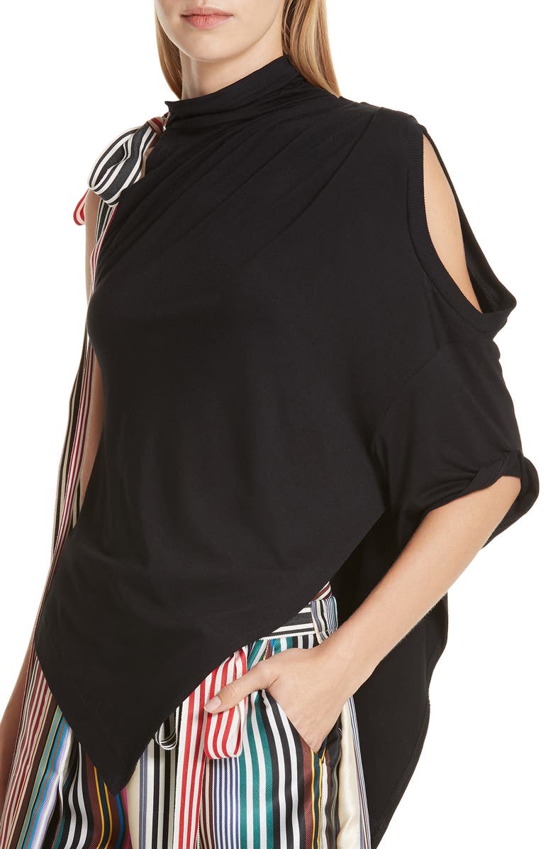 MONSE One-Shoulder Handkerchief Hem Knit Top, Alternate, color,