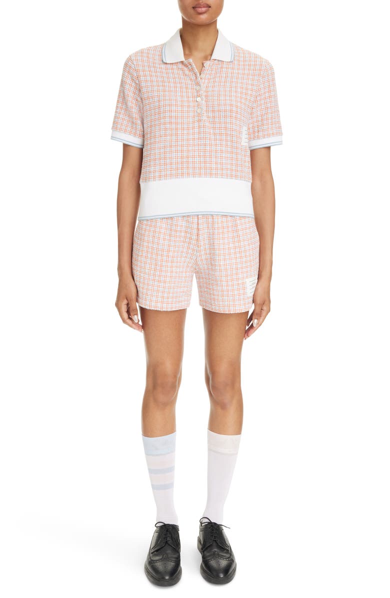 Thom Browne Check Tweed Shrunken Polo, Alternate, color, 