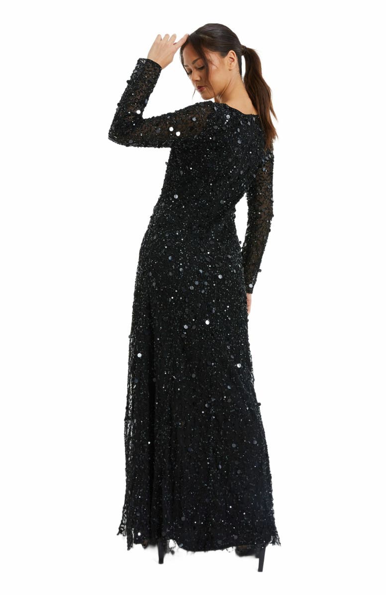 QUIZ Embellished Twist Detail Evening Dress, Alternate, color, 