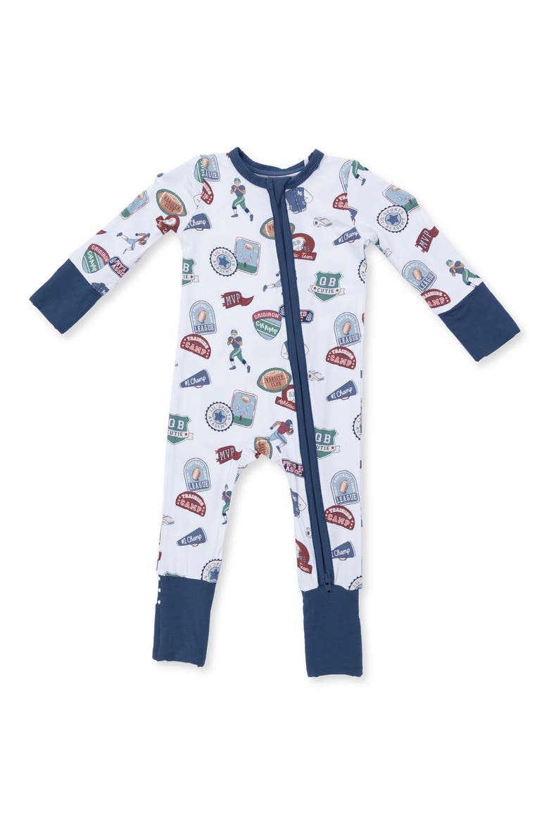 Football Patches Convertible Romper, Main, color, BLUE