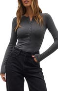 Bayse Lara Rib Henley Bodysuit
