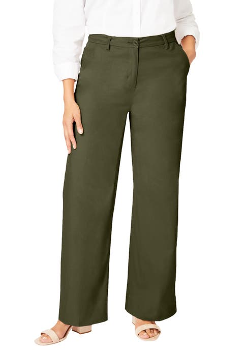 Stretch Cotton Chino Wide-Leg Trouser (Plus Available)