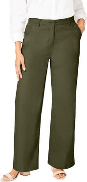 Jessica London Stretch Cotton Chino Wide-Leg Trouser