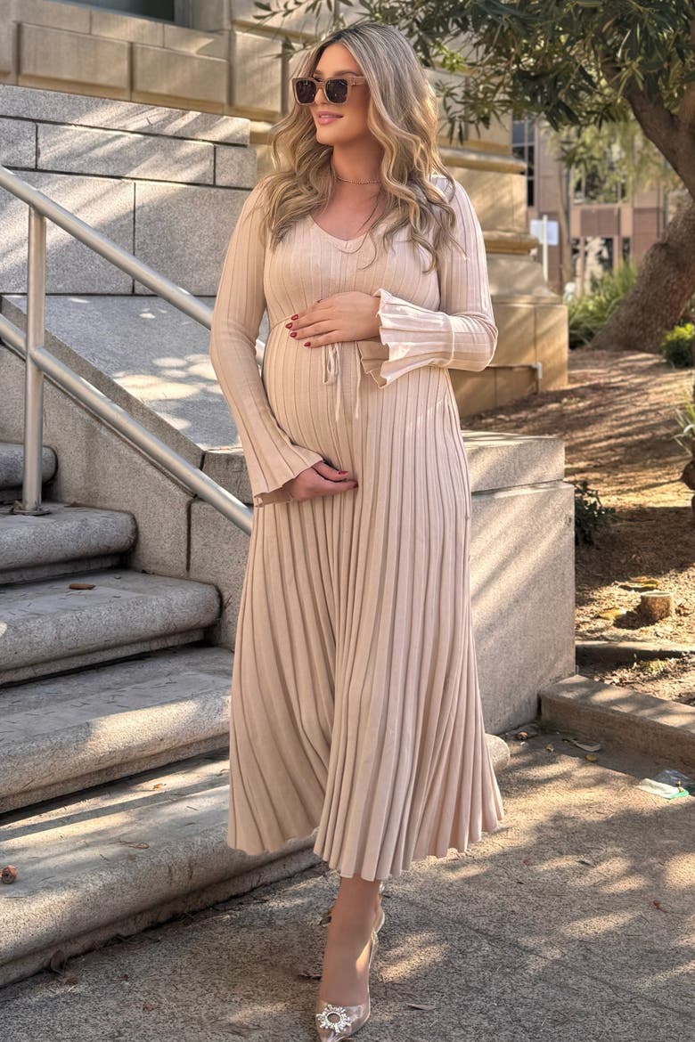 Ribbed Knit Maxi Dress, Alternate, color, Taupe