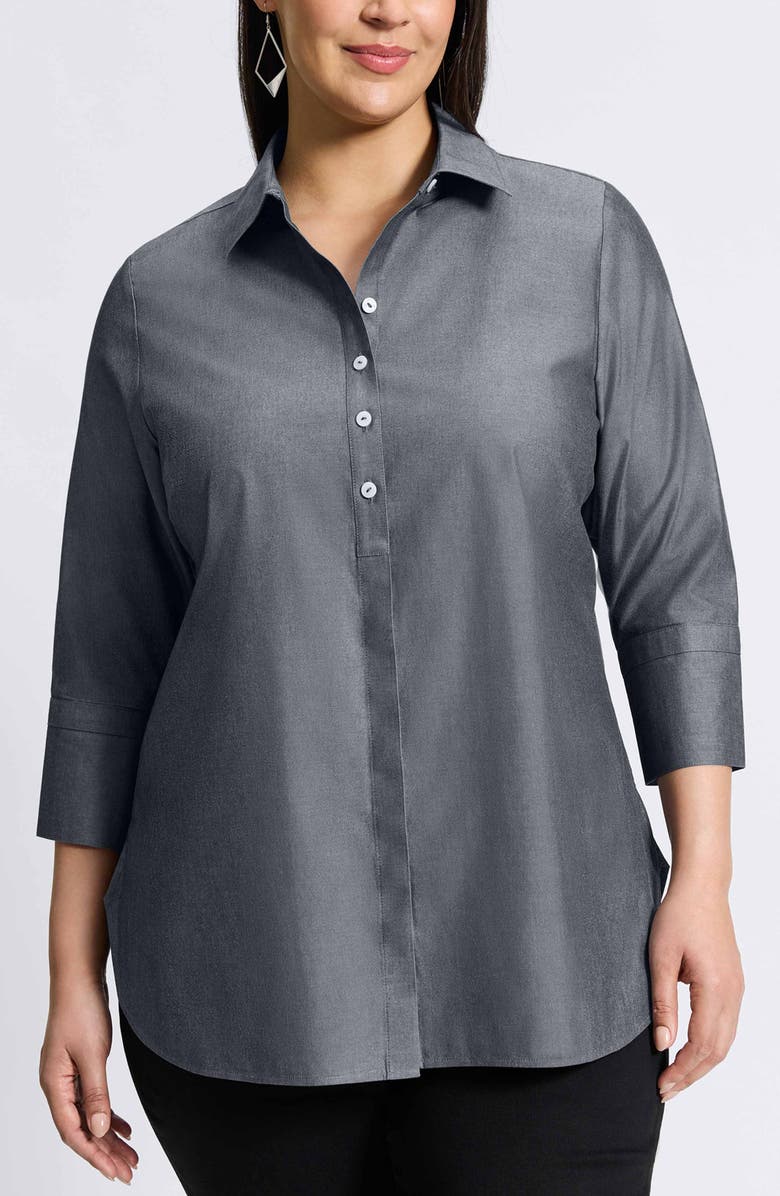 Foxcroft Madison Non-Iron Three-Quarter Sleeve Cotton Button-Up Shirt, Main, color, 