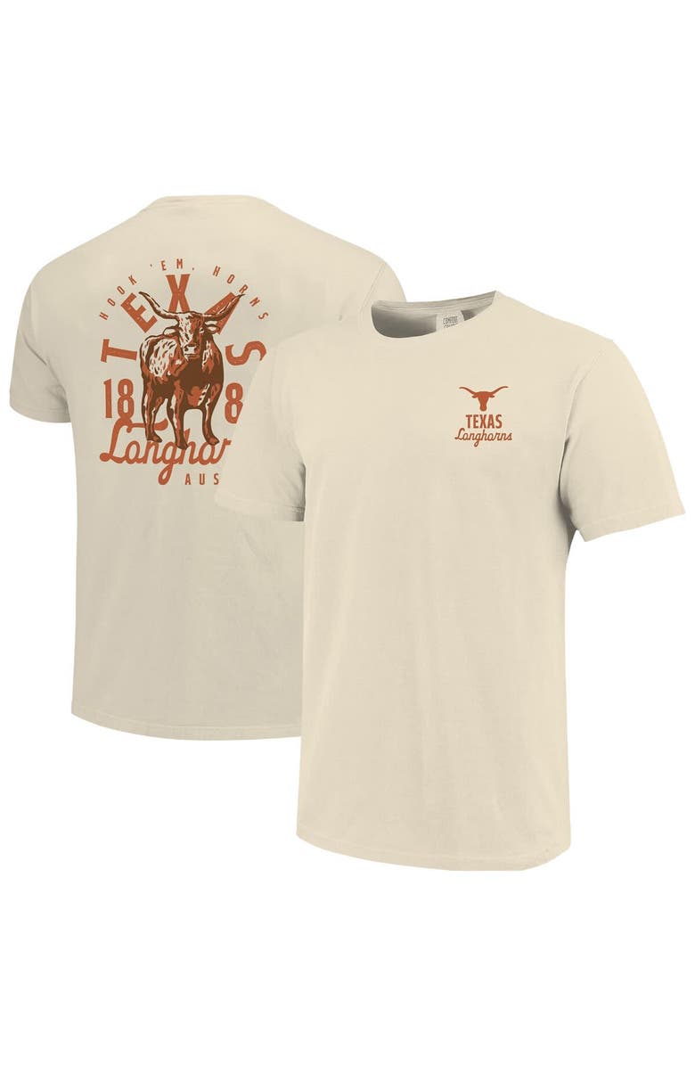 IMAGE ONE Men's Cream Texas Longhorns Comfort Colors Mascot Overlay T-Shirt, Main, color, Cream