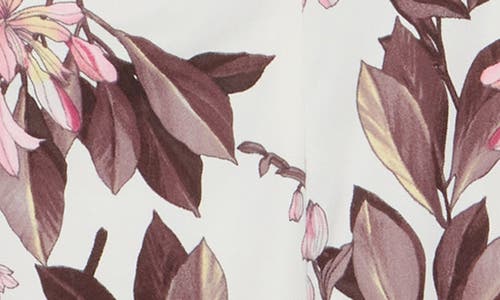 Connected Apparel Floral Sheath Dress In Ivory/mauve