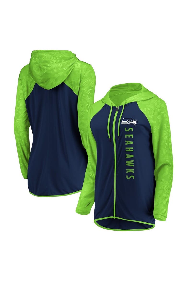 Women's Fanatics Branded College Navy Seattle Seahawks Forever Fan Logo Full-Zip Hoodie, Main, color, NAVY