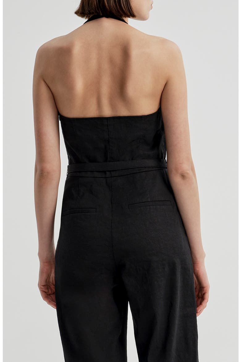 Sylvie Halter Neck Jumpsuit, Alternate, color, BLACK