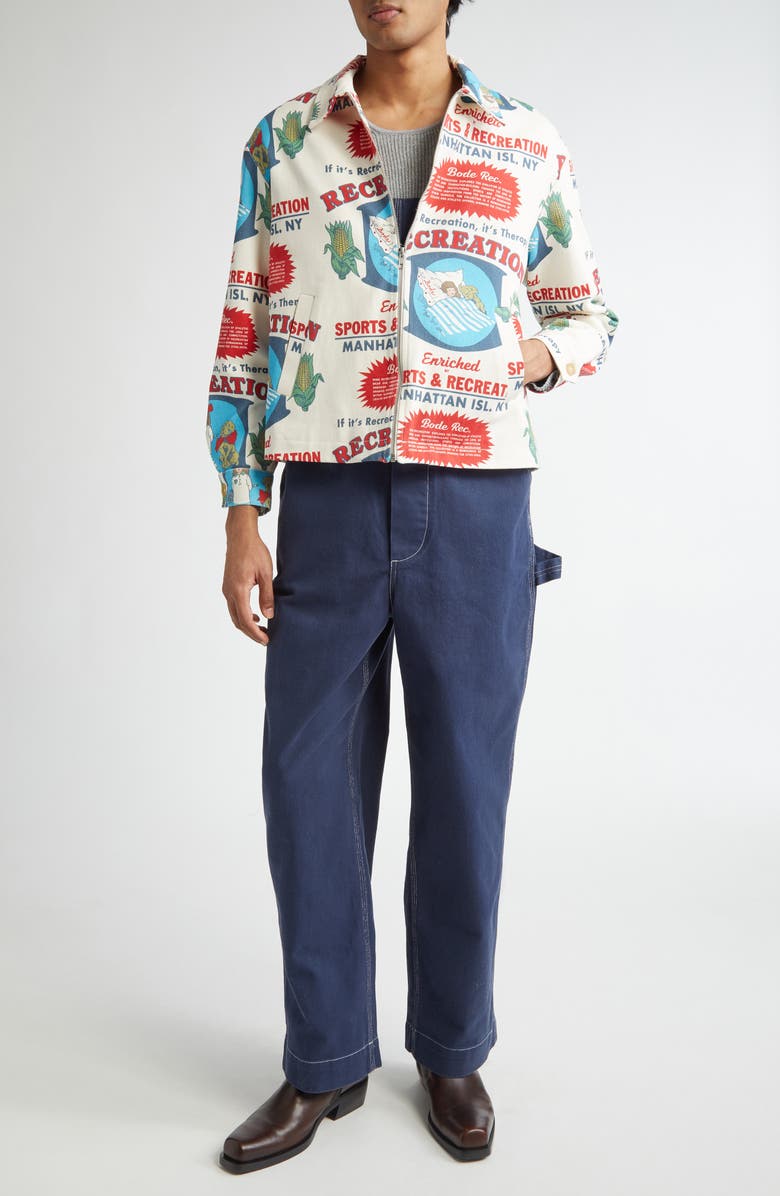 Bode Knolly Brook Cotton Twill Overalls, Alternate, color, Dark Navy