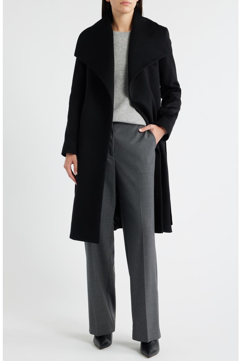Inez Loro Piana Wool & Cashmere Coat, Alternate, color, BLACK